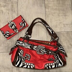 Women’s western studded handbag and wallet